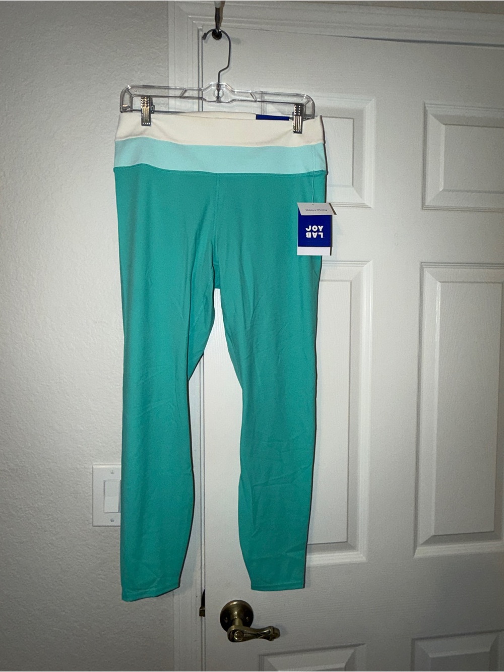 JoyLab High Rise Teal and White Waistband Leggings